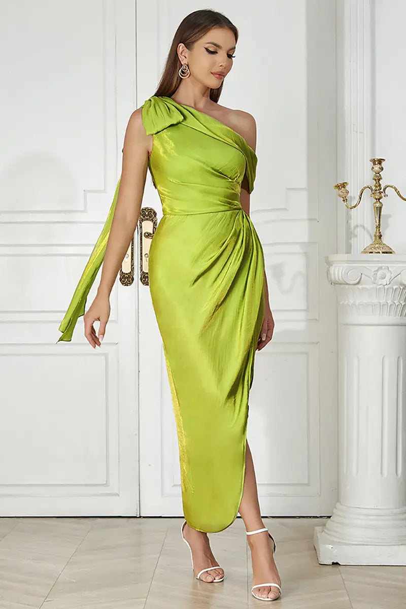 Sexy asymmetrische schouder lange avondjurk