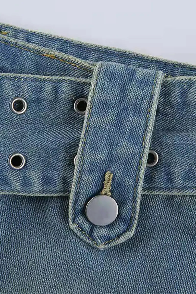 Korte denim rok broek