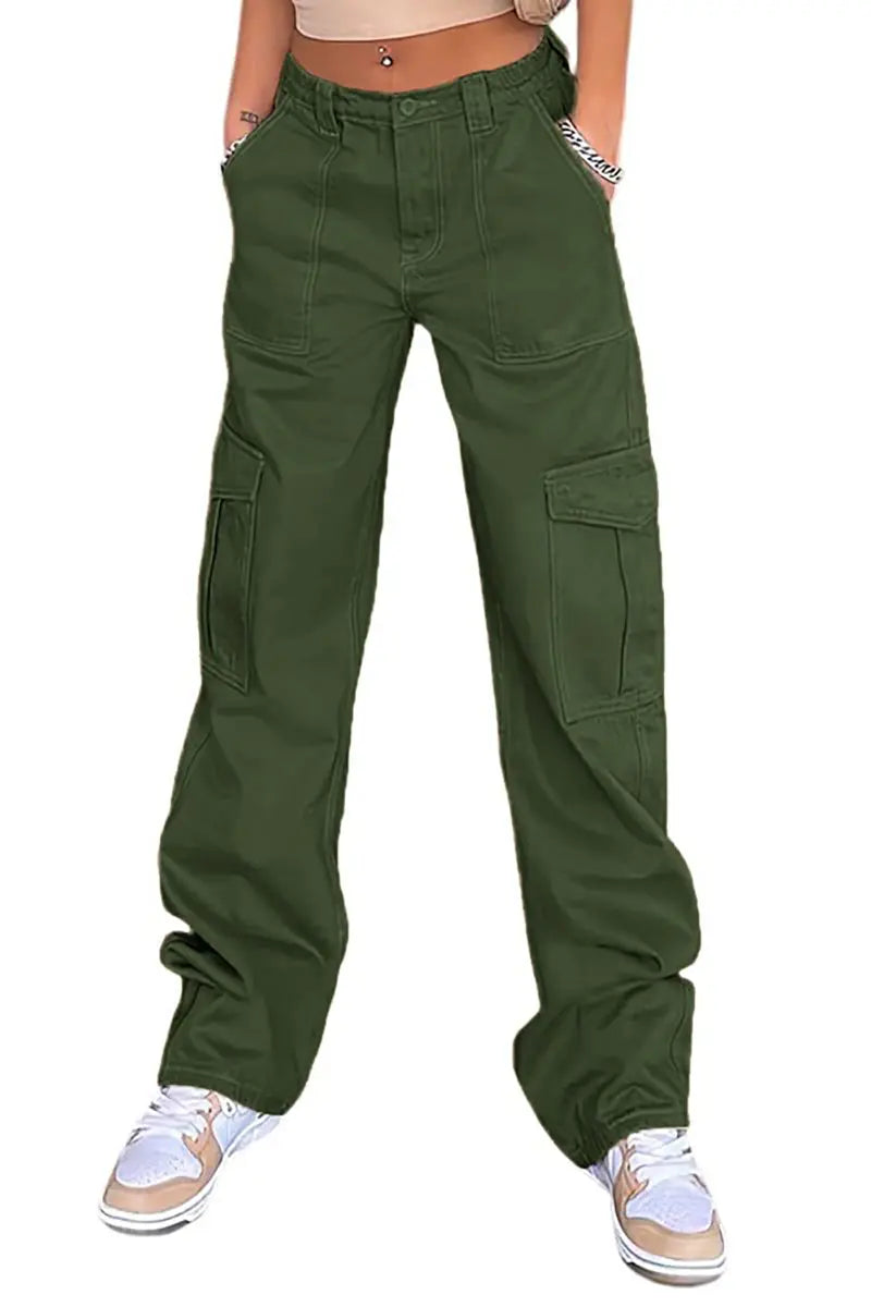 High-Waist Slim Cargo Pants