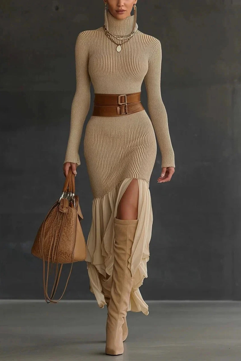 Elegant Turtleneck Knit Dress