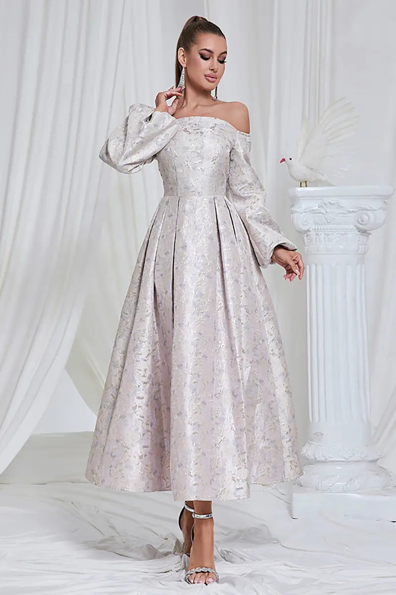 Off-shoulder jacquardjurk
