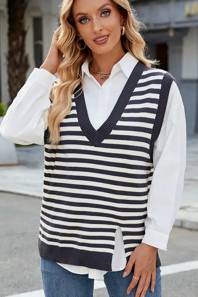 V-hals gespleten casual trui vest