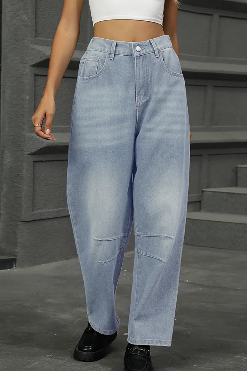 Ontspannen Was Harem Denim Broek Verkort