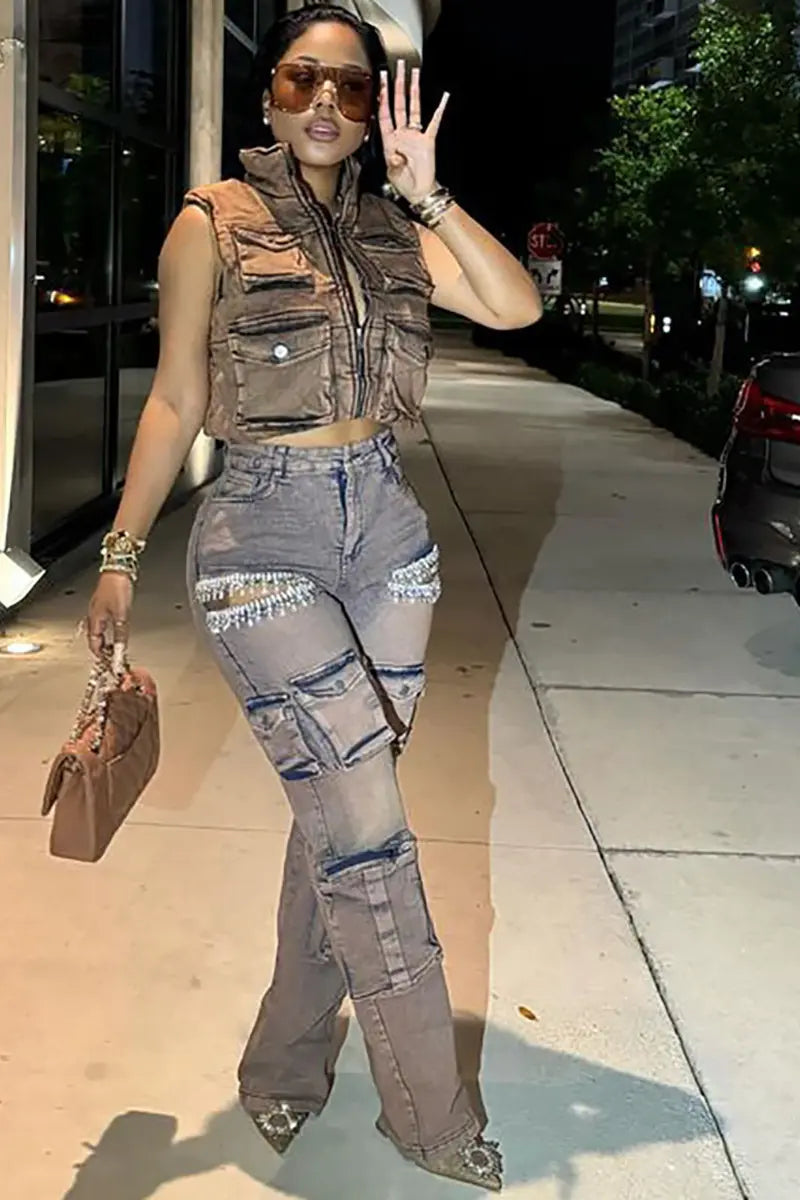 Trendy Franjes Cargo Jeans