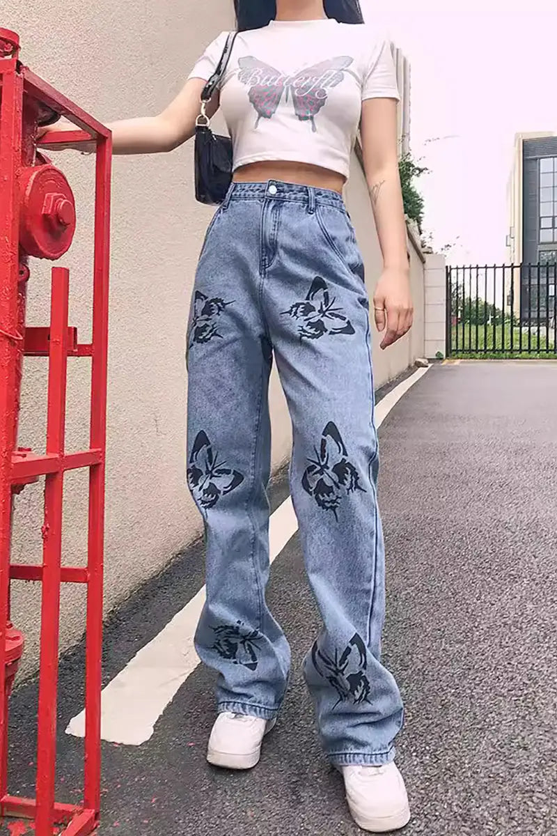 Printed Slim Fit Jeans