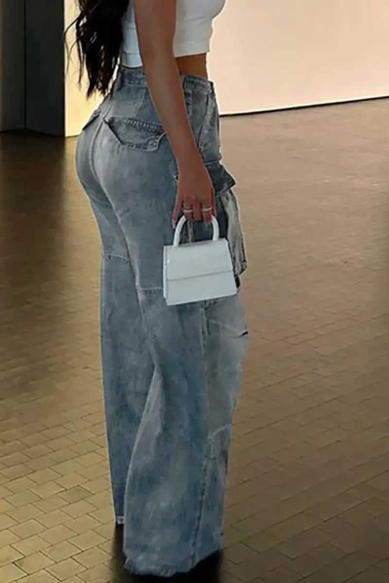 Straatstijl gewassen denim