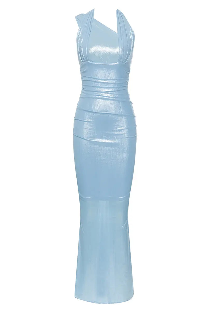 Vintage halterloze lange jurk