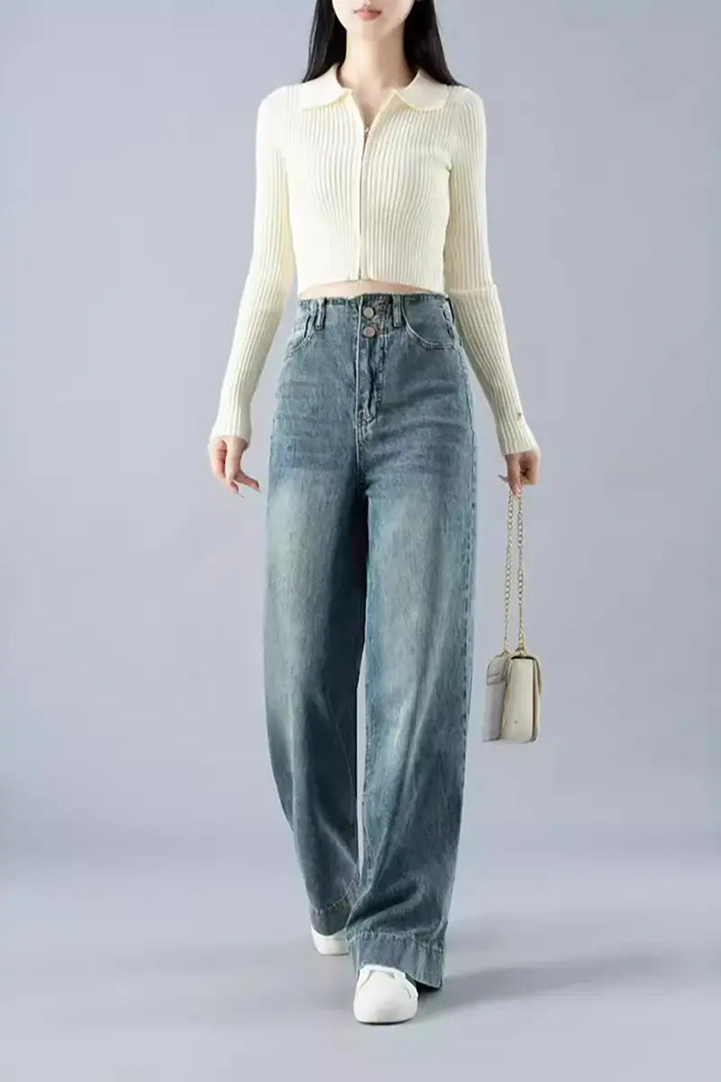High-Waisted Wide-Legged Denim