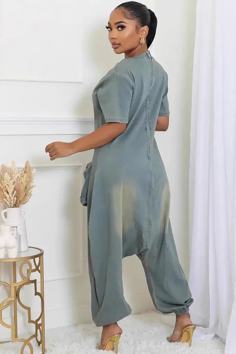 Retro losse jumpsuit met zakken