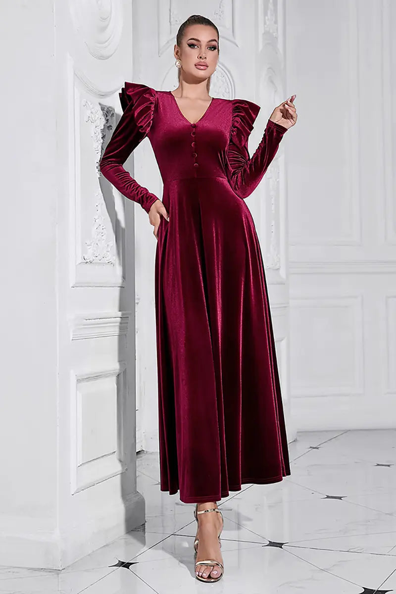 Elegant V-Neck Maxi Dress