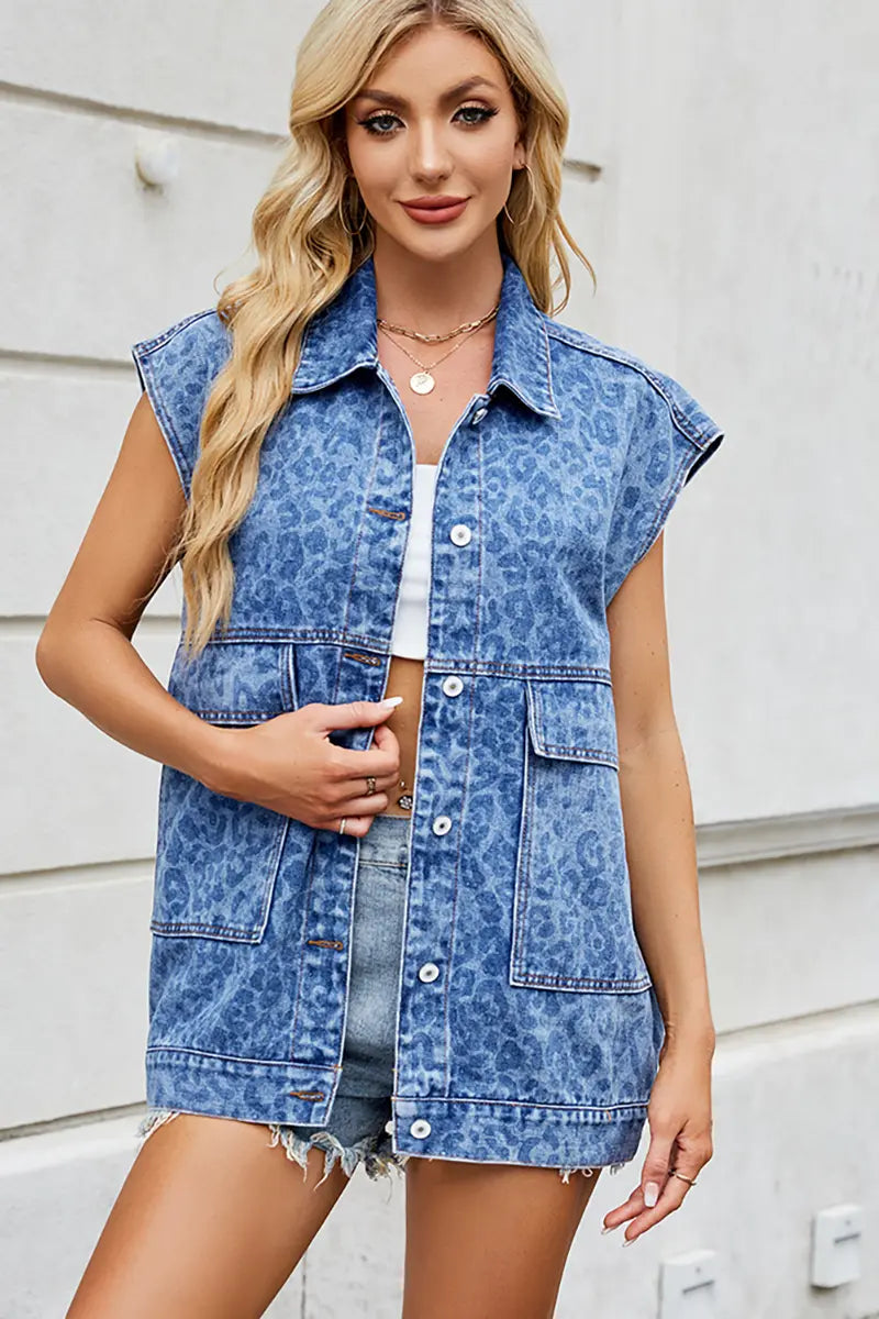 Trendy mouwloos denim vest