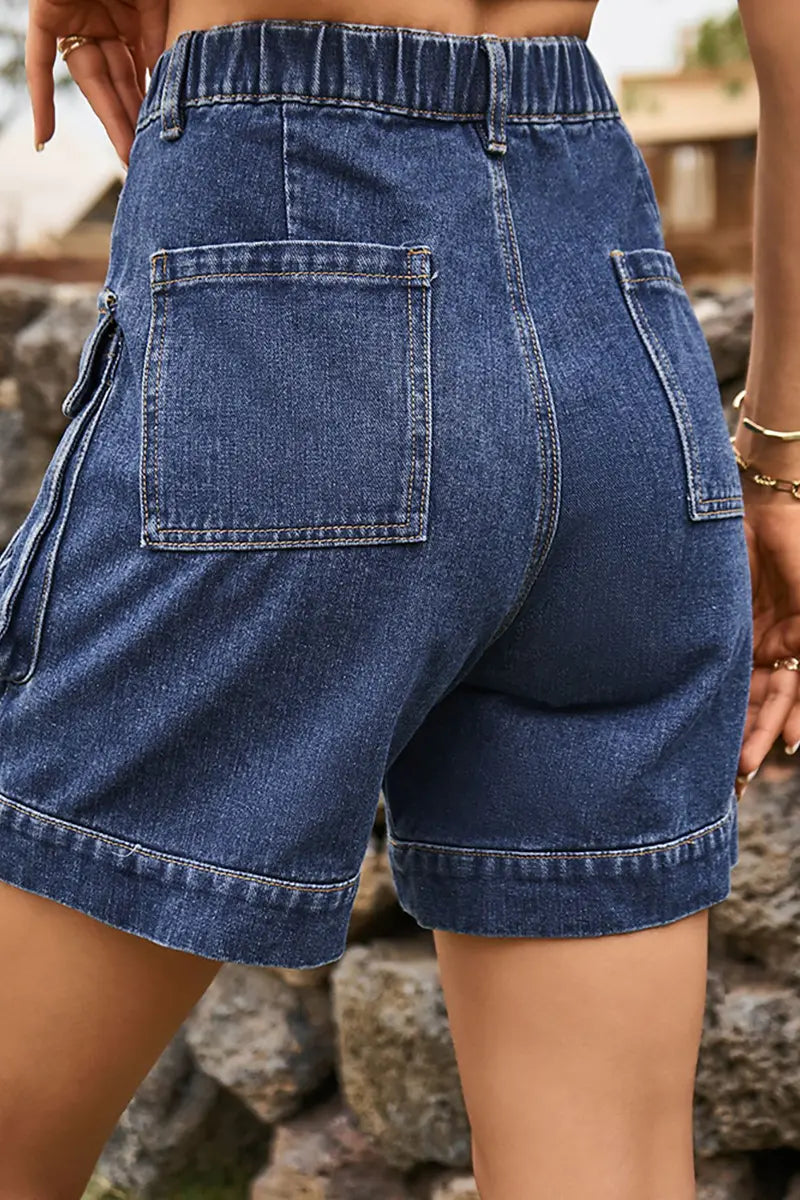 American-Style Cargo Denim Shorts