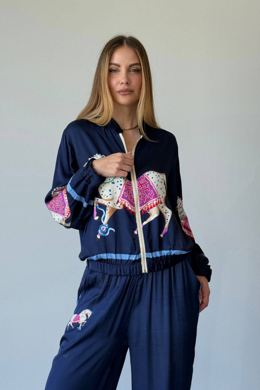 Satin Bomber Jacket and Trousers