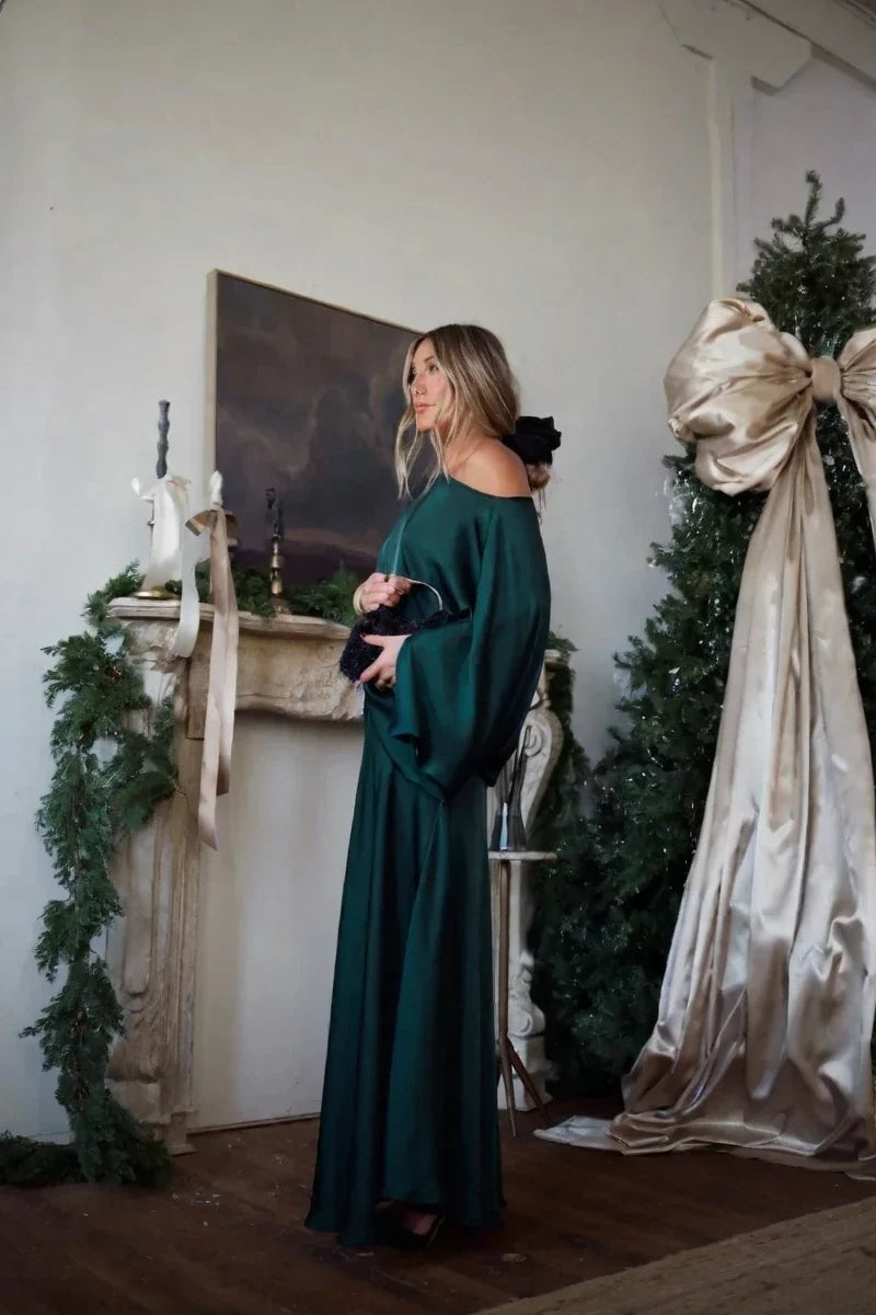 Convertible Draped Top & A-Line Maxi Skirt Set