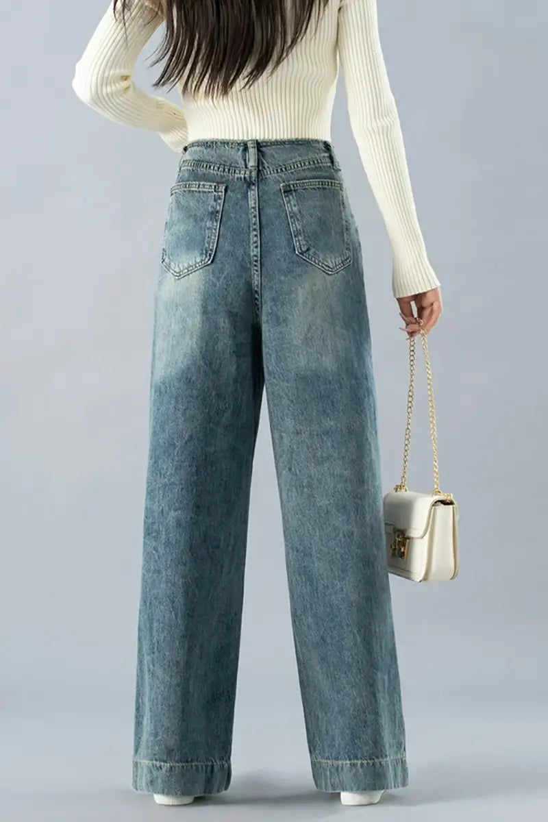 High-Waisted Wide-Legged Denim