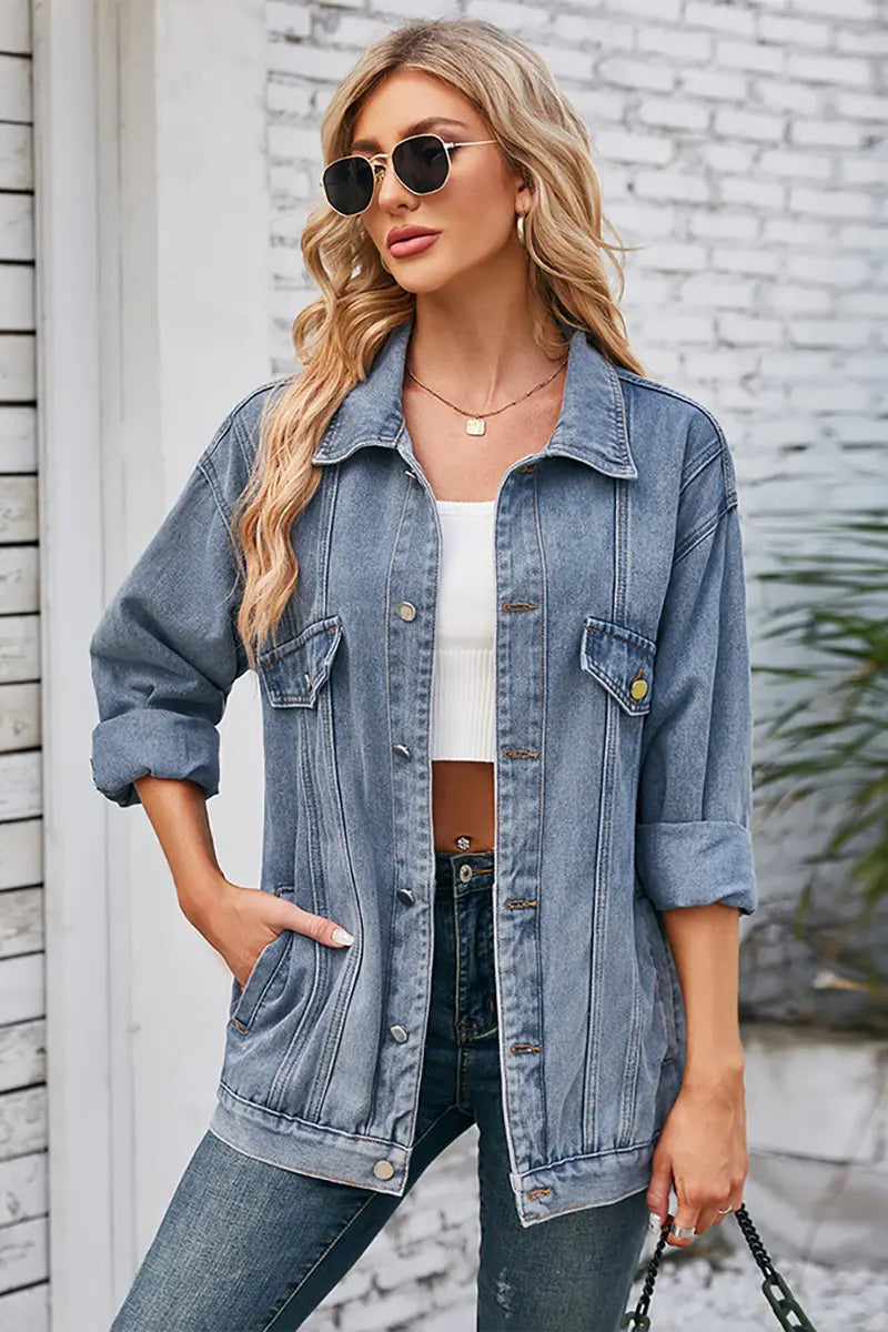 Dames Loszittend Denimjack voor de Herfst