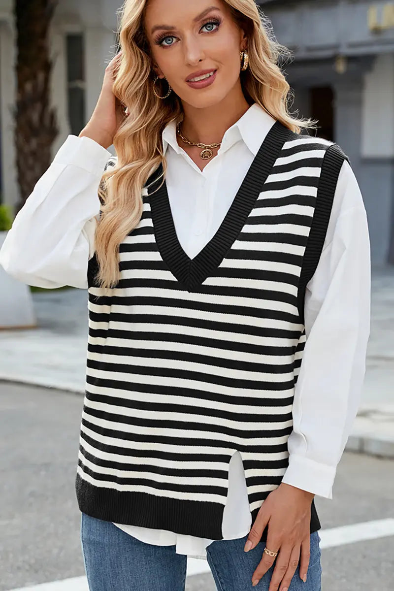 V-hals gespleten casual trui vest