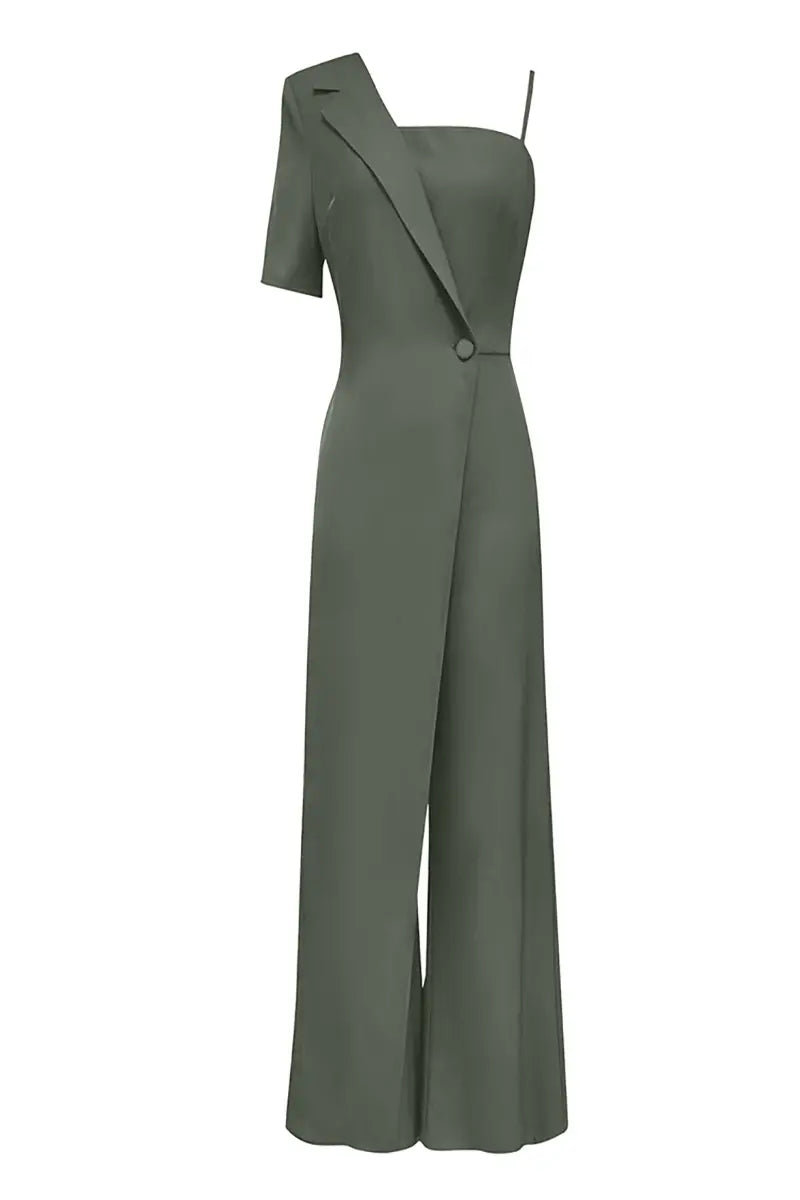 Sexy strapless jumpsuit met wijde pijpen en open rug