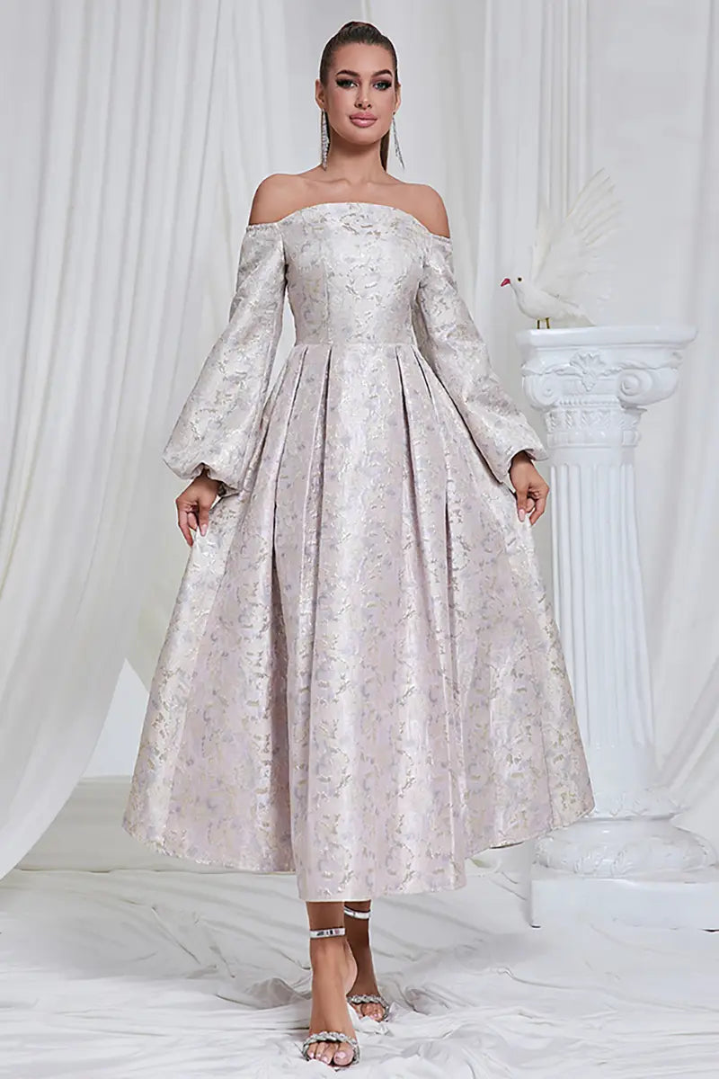 Off-shoulder jacquardjurk