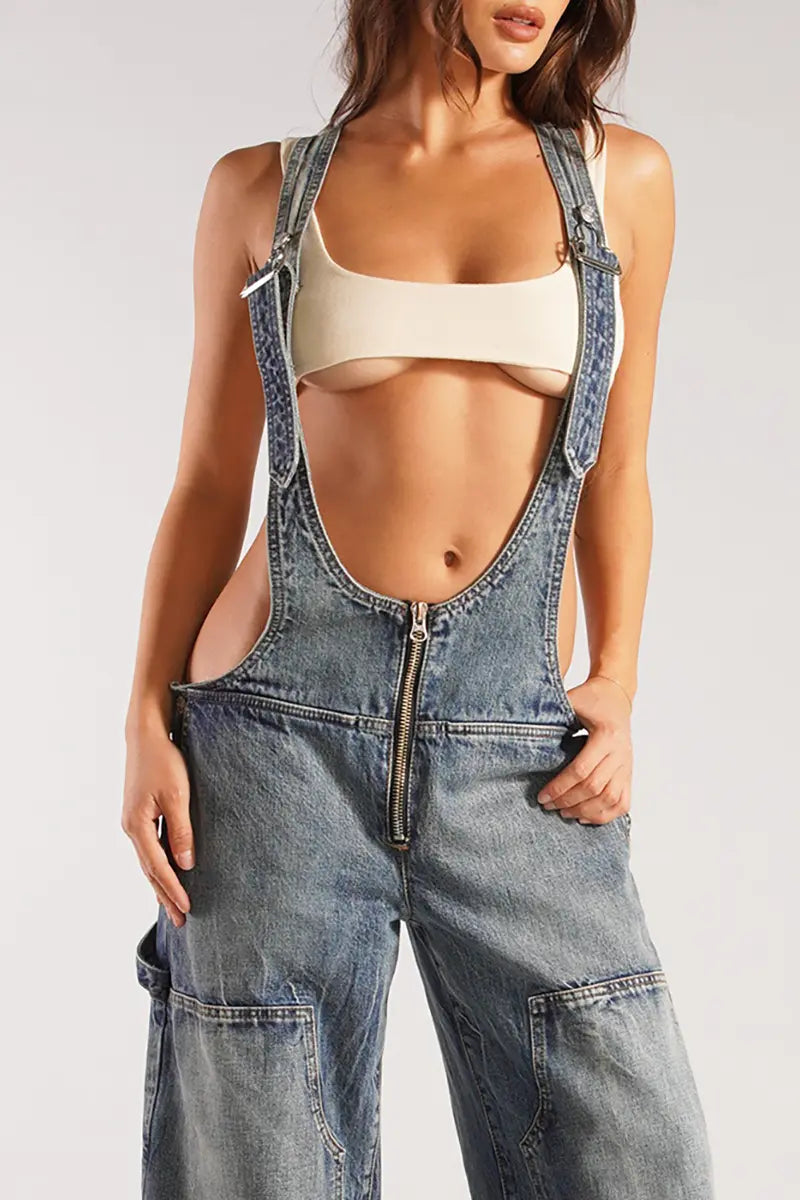 Ritsband Denim Jumpsuit