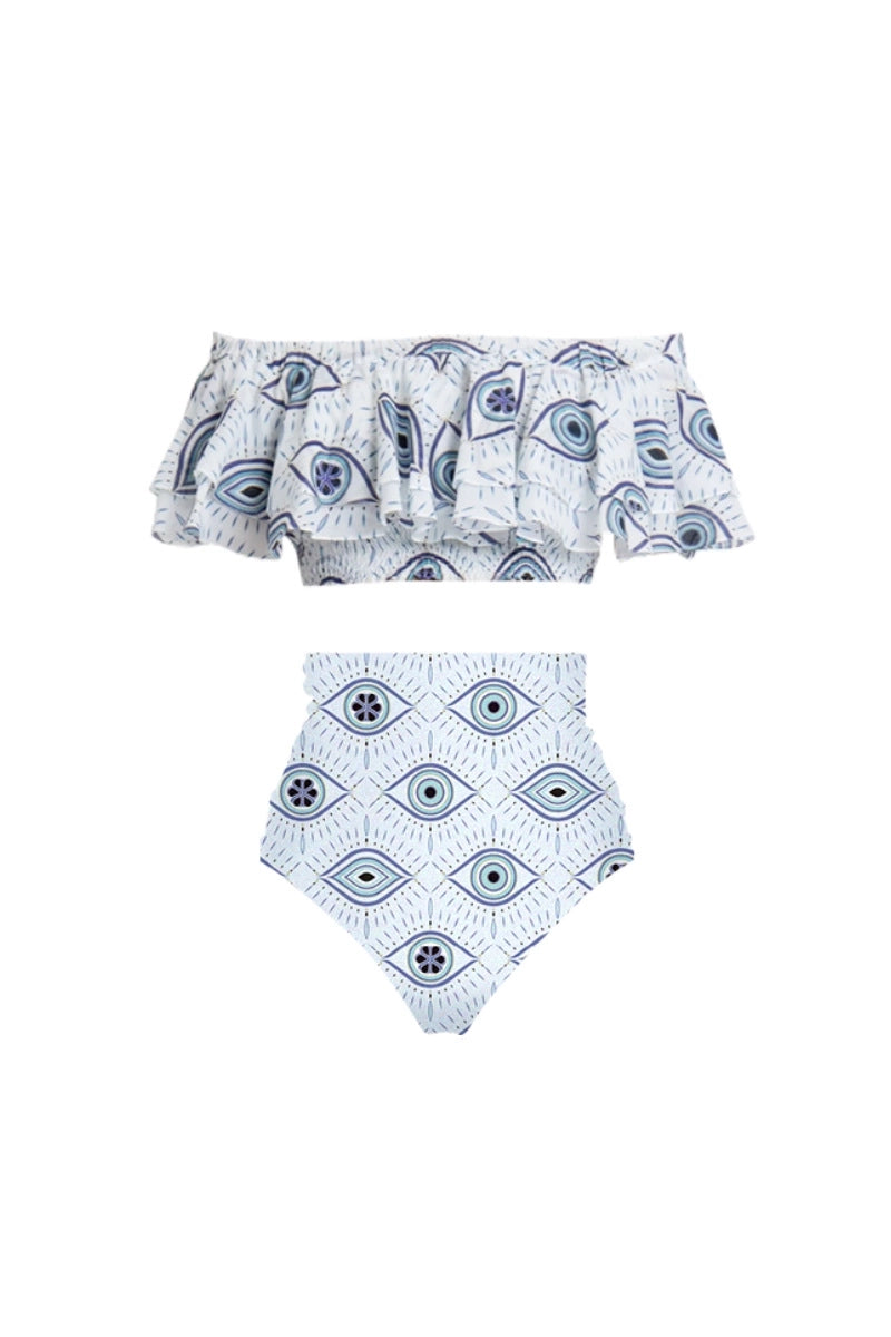 Ruffle Bandeau Boze Oog Bikini Set