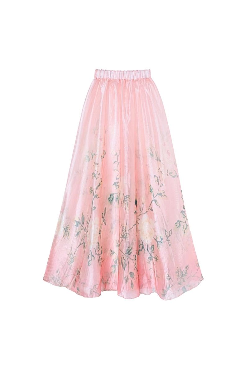Pink Floral One-Piece with 3D Crystal Flowers