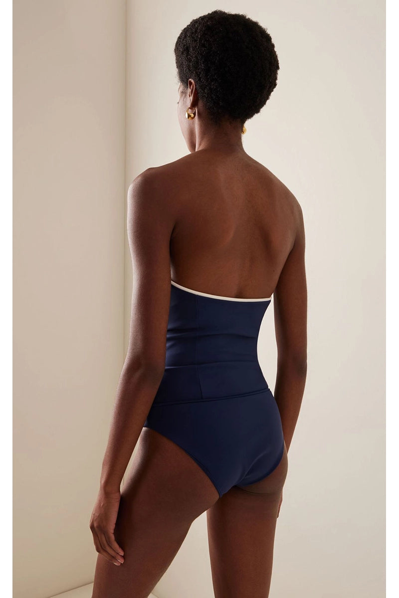 Navy Bandeau One Piece Shorts Set