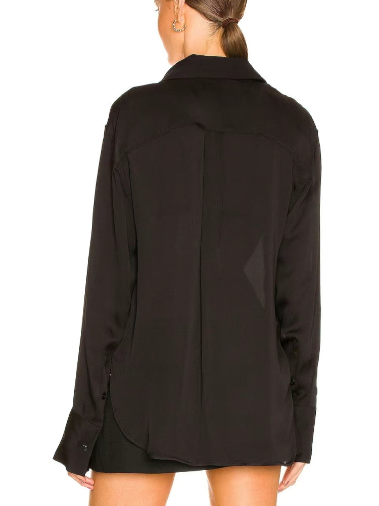 Chiffon Relaxed Shirt & Feather-Trim Velvet Skirt-Pants