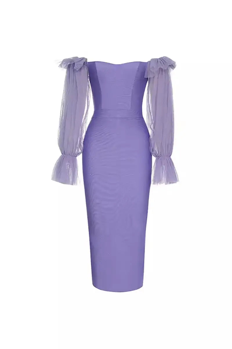 Sexy Off-Shoulder Mesh Sleeve Dress