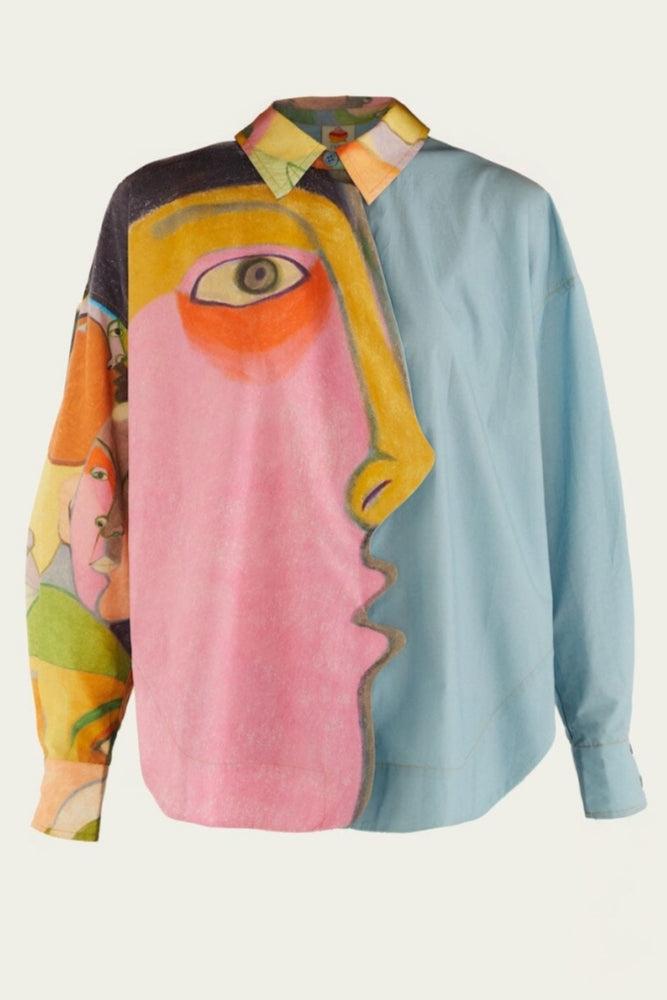 Abstract Face Patchwork Top