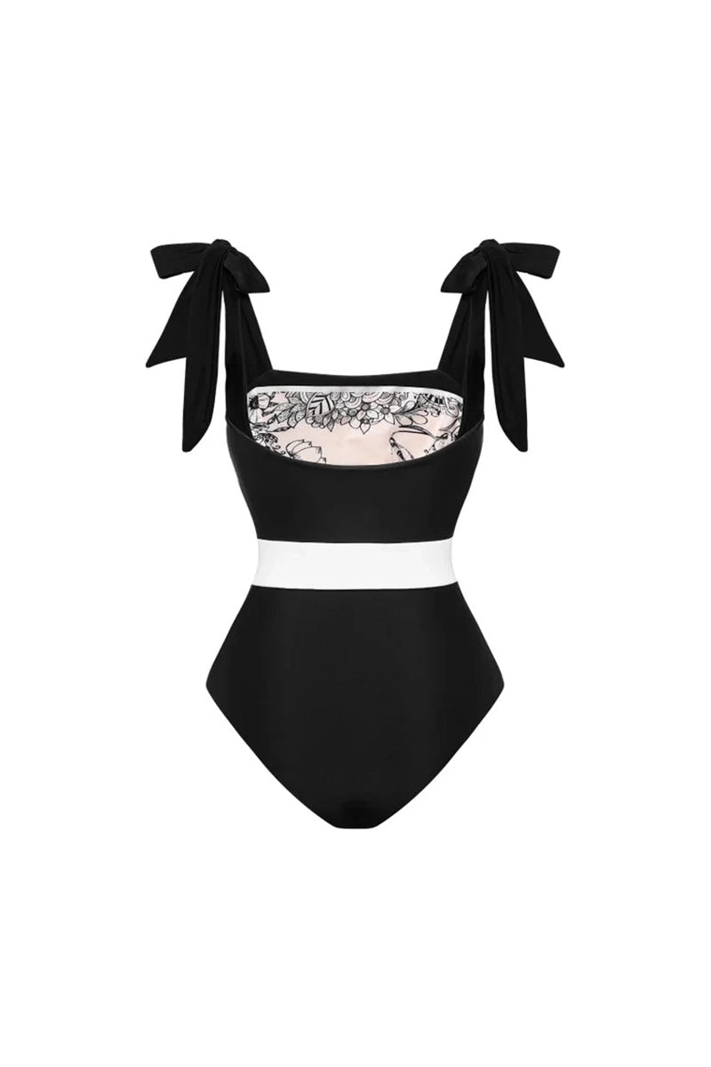 Omkeerbare vintage print eendelig badpak