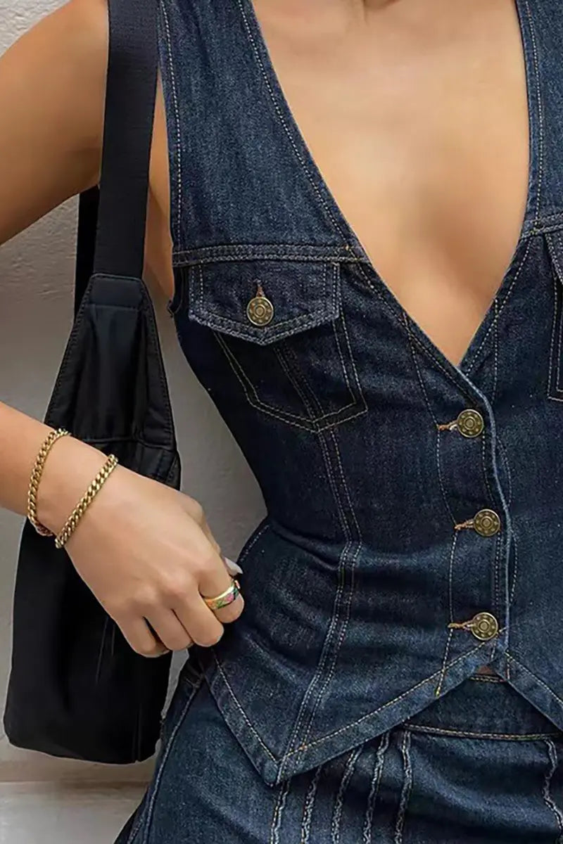 Straatstijl Denim Vest