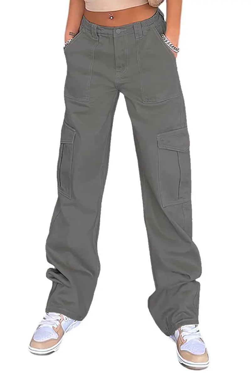 High-Waist Slim Cargo Pants