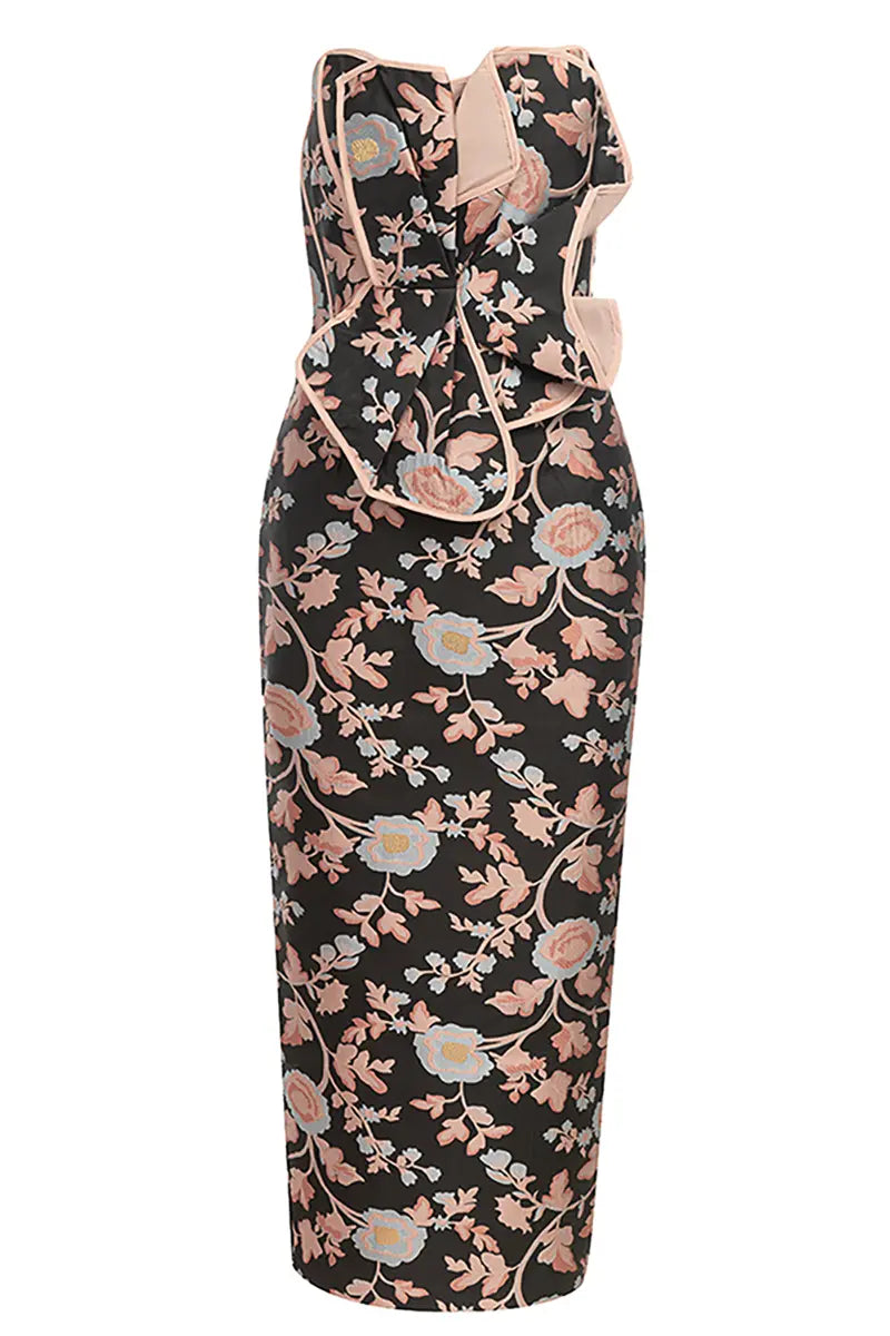 Chic Strapless Backless Tie-Back Dress
