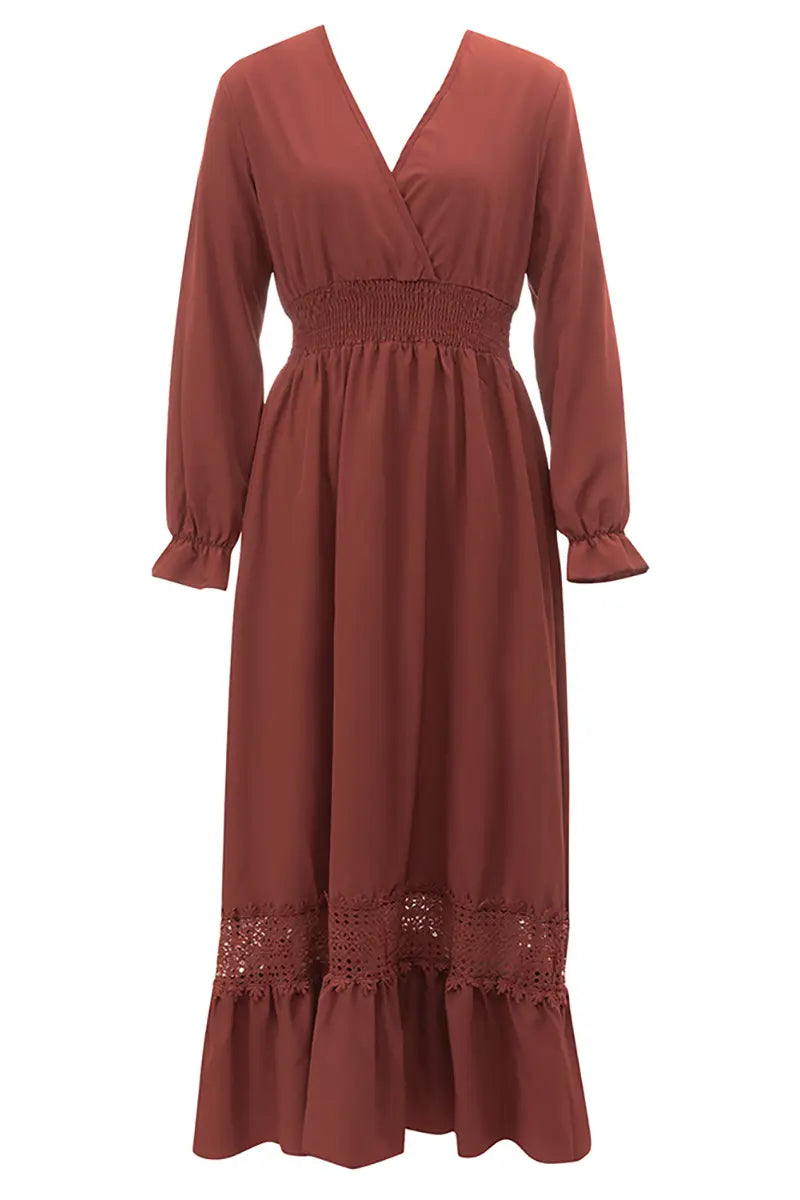 Elegant Vintage Lace V-neck Dress