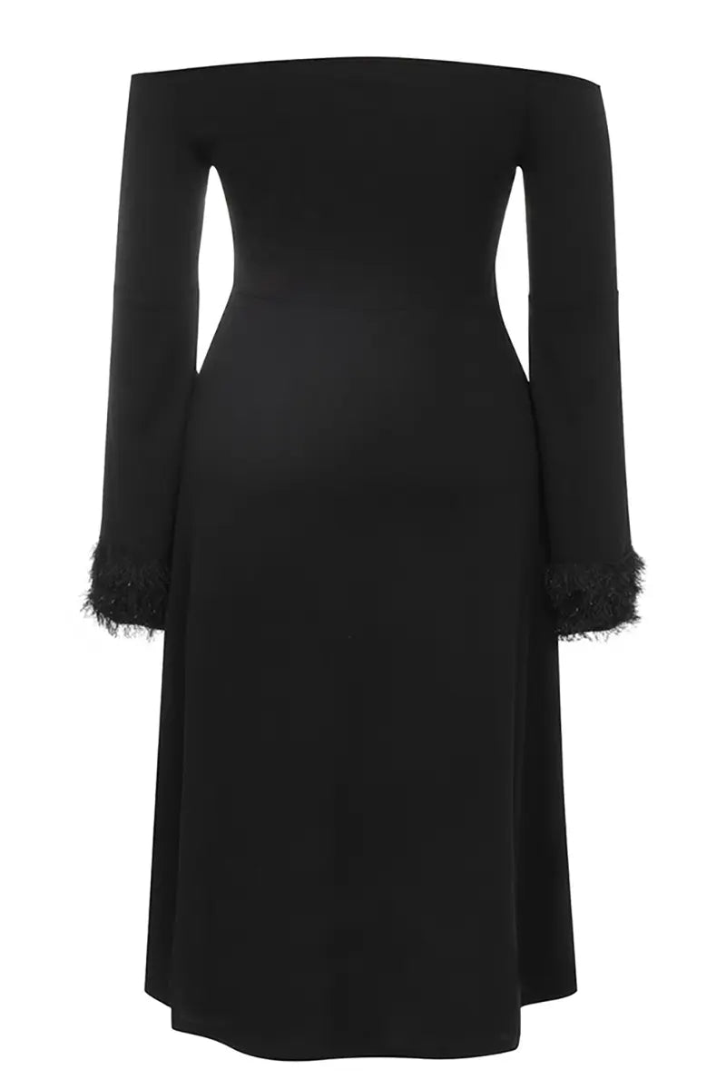 Vestido Elegante de Uma Manga Comprida e Ombro Só