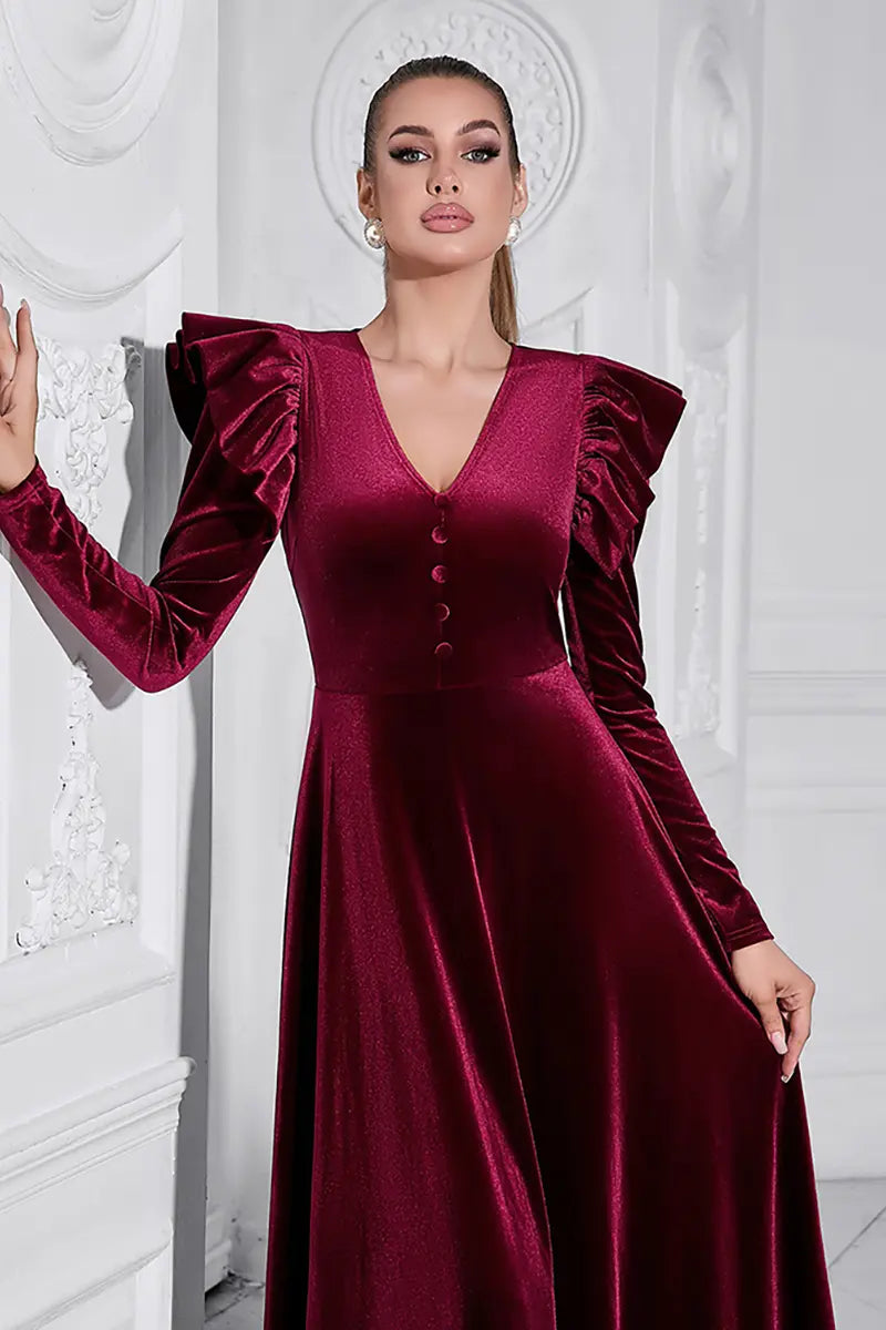 Elegant V-Neck Maxi Dress