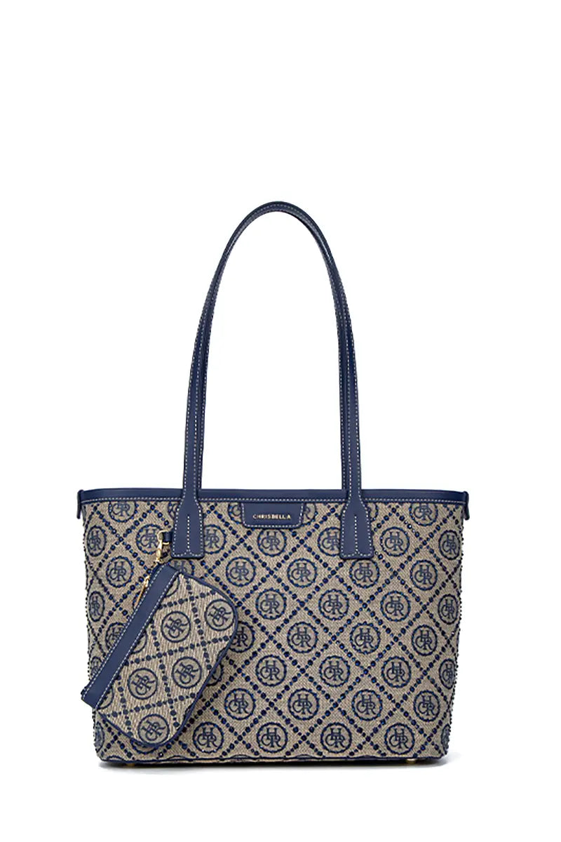 Jacquard Star Rhinestone Tote Bag