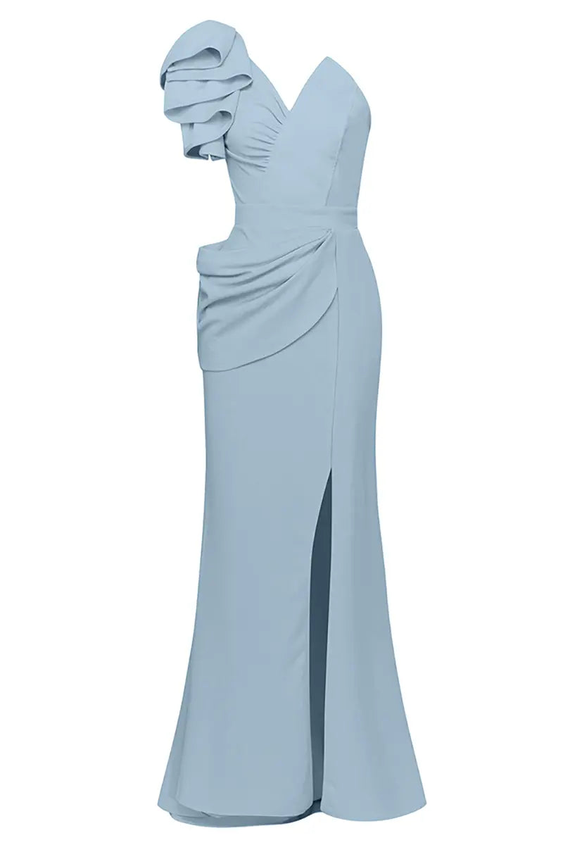 Sexy asymmetrische halslijn jurk met hoge split