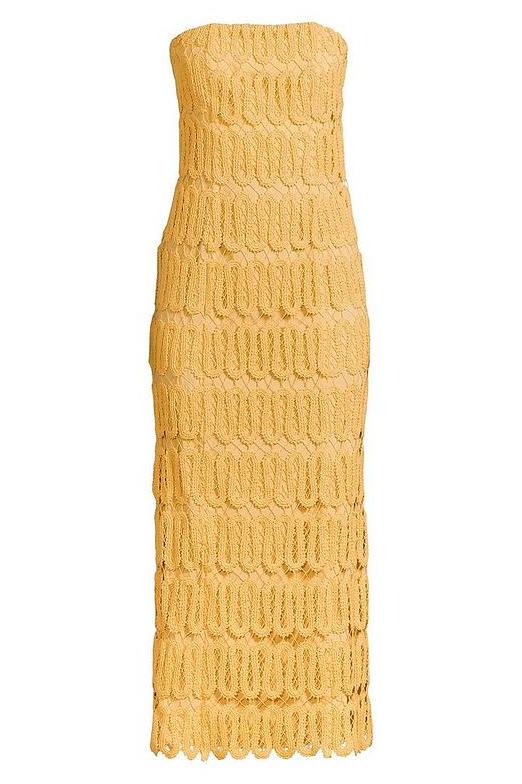 Sukienka Maxi z Bandeau na szydełku - Żółta