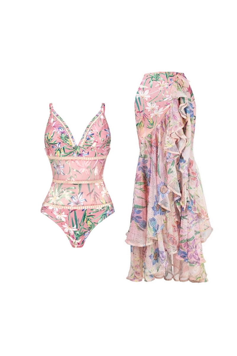 Mesh Patchwork Bedrukt Badpak Set