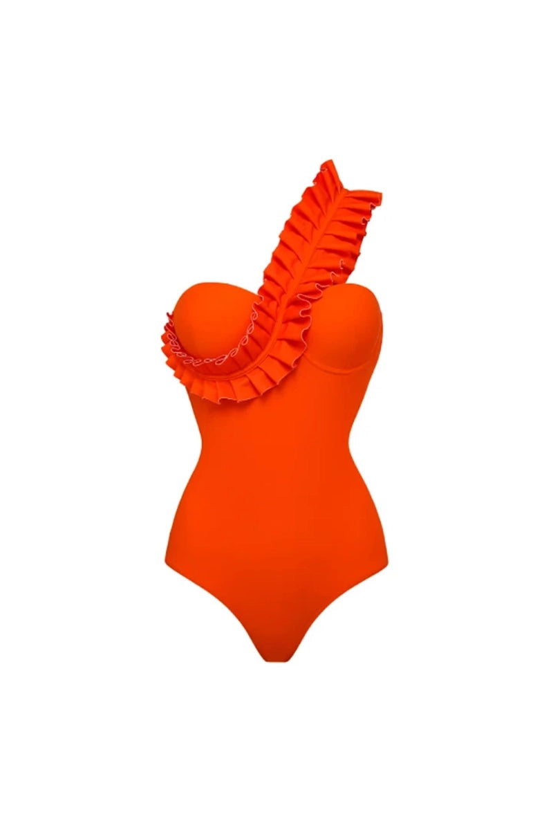 Ruffled Ruched One Piece Swimsuit