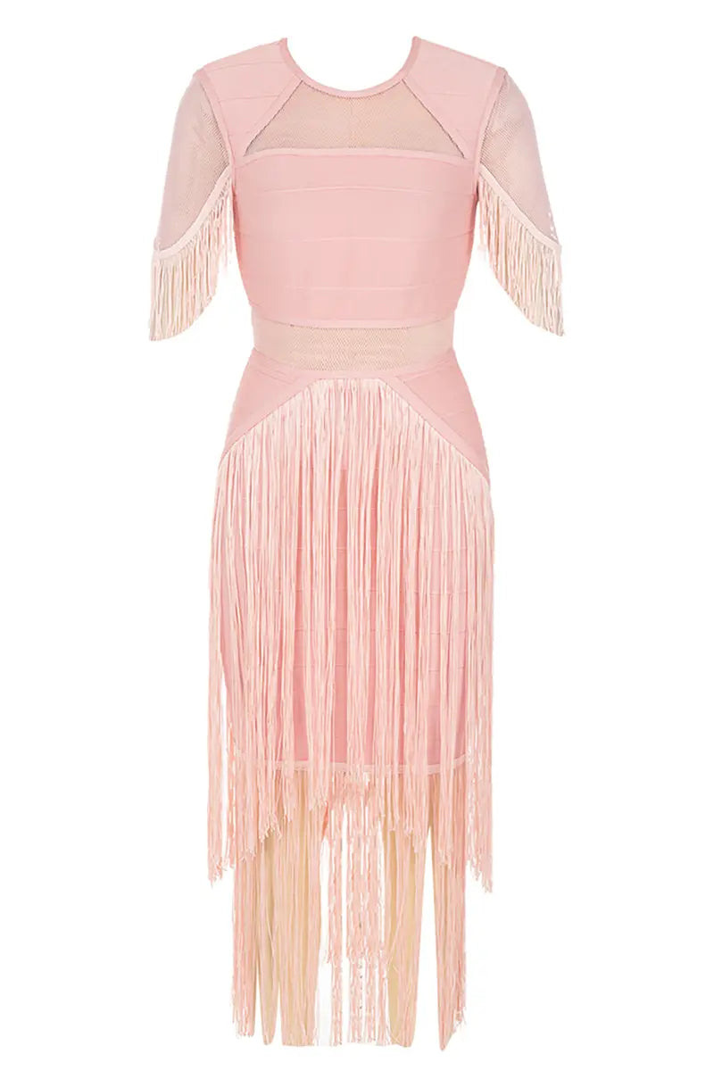 Mesh Franjes Bandage Jurk