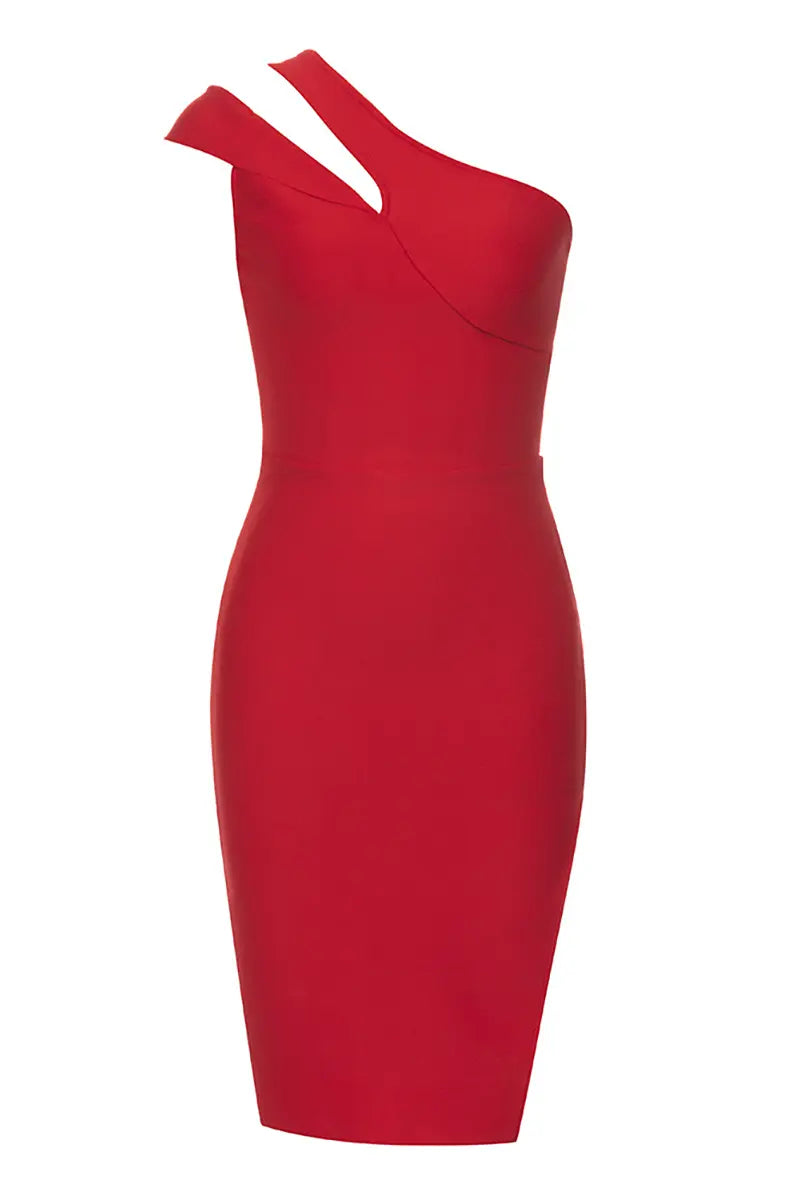 Asymmetrical One-Shoulder Bandage Dress