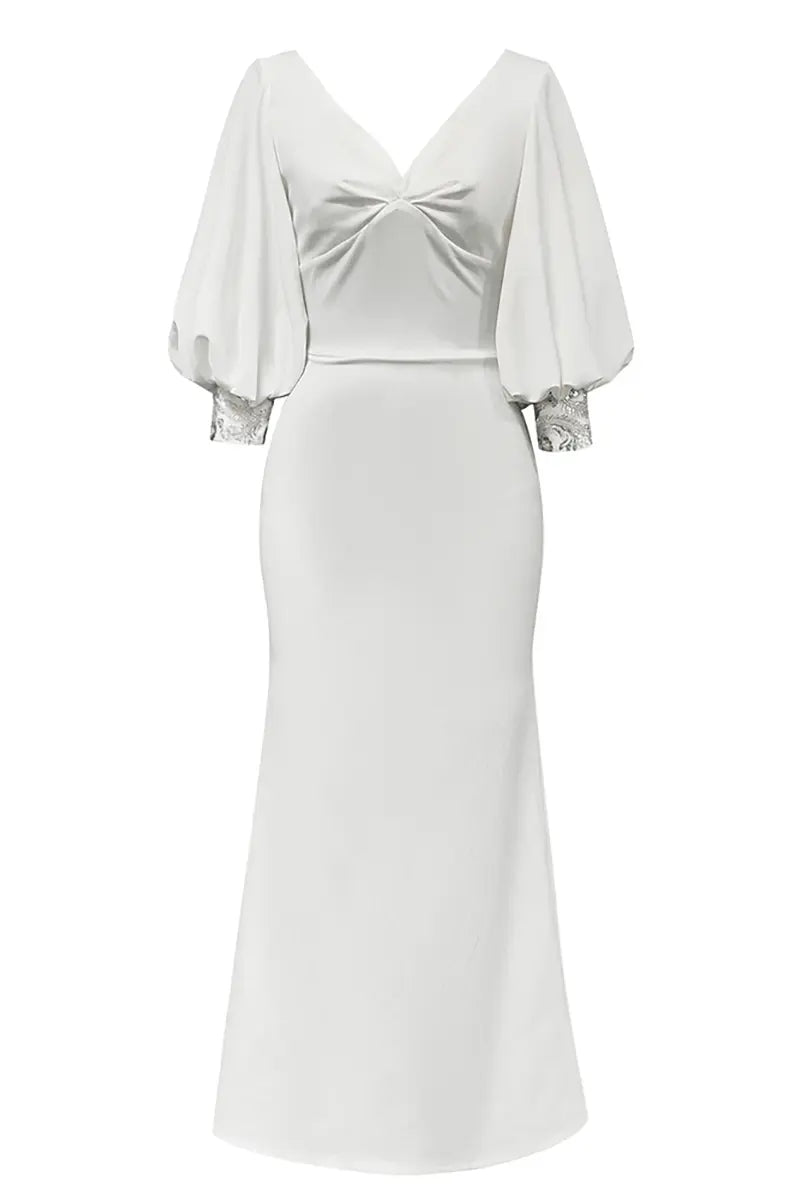 Chic V-Neck White Party Dress