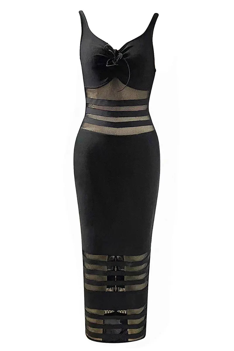 Retro Mesh Strapless Bandage Jurk