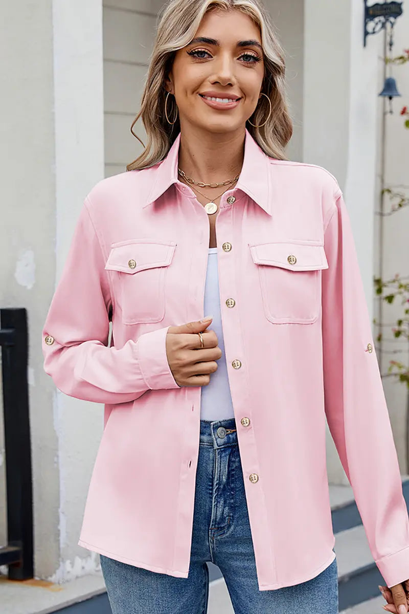 Adjustable Sleeve Casual Long-Sleeve Shirt