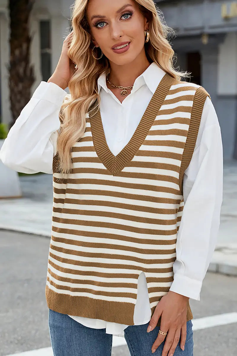 V-hals gespleten casual trui vest