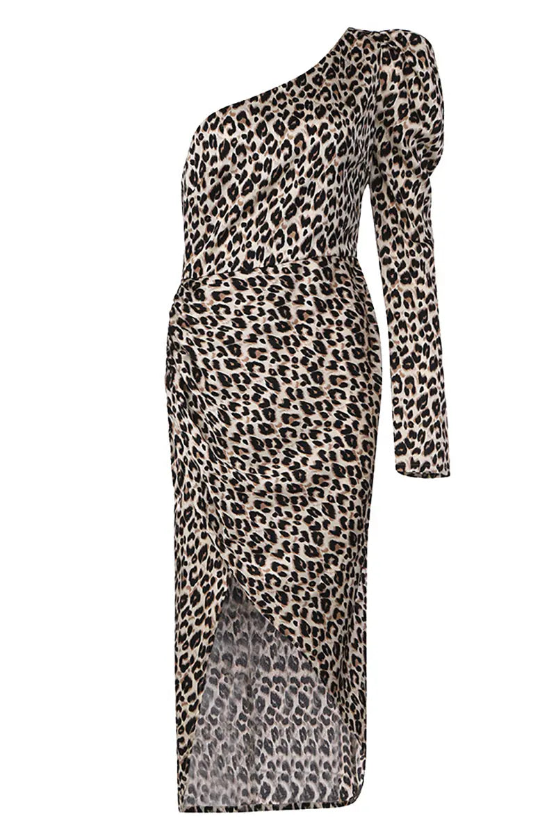 Sexy Off-Shoulder Leopard Print Dress