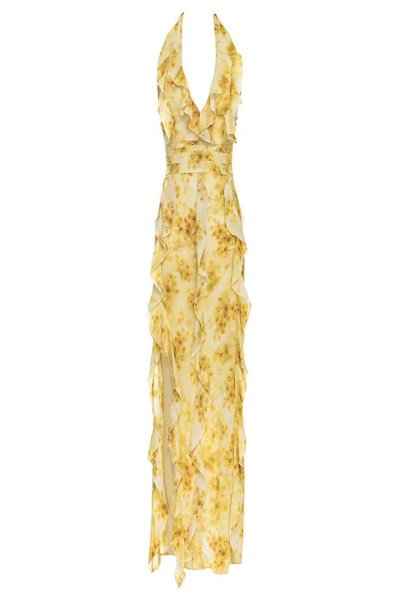 Sexy Halter Ruffle Bodycon Dress